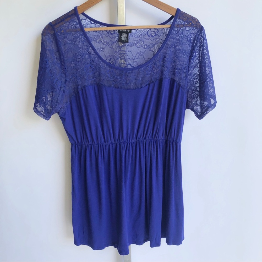TORRID Royal Blue Lace Peplum Top Size 1